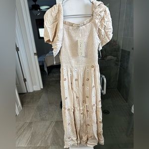 Embroidered Cream Dress
